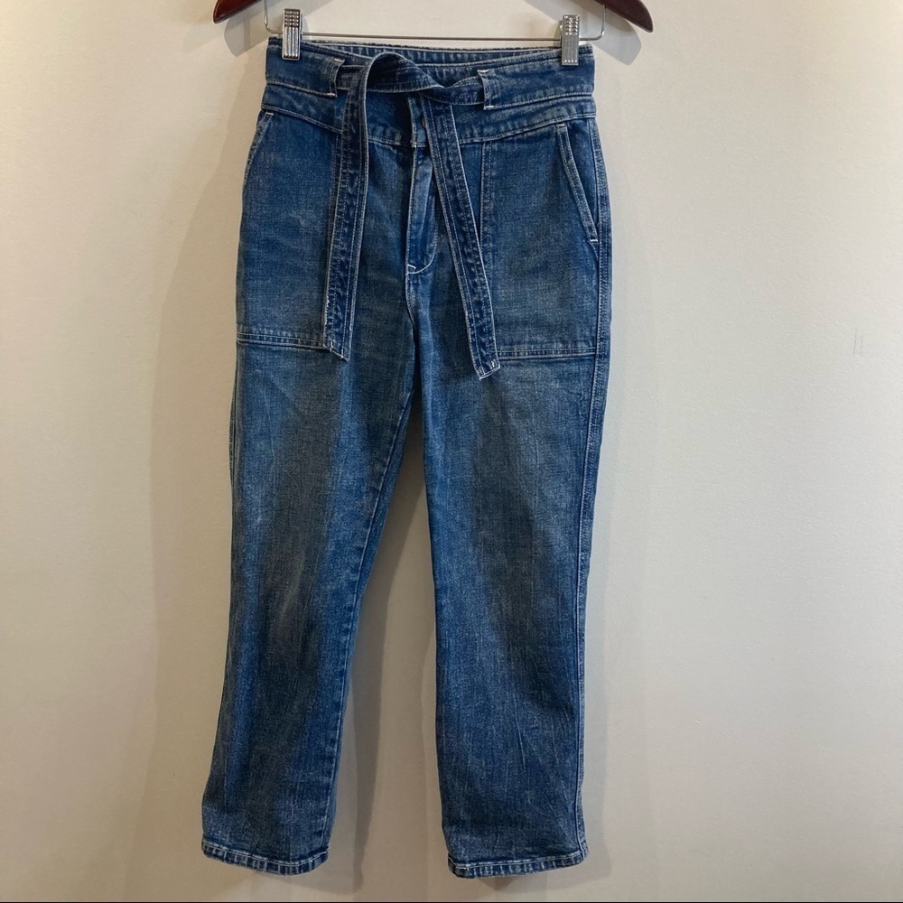 ABERCROMBIE & FITCH Sz 25 Vintage Belted Patch Pockets Y2K Jeans